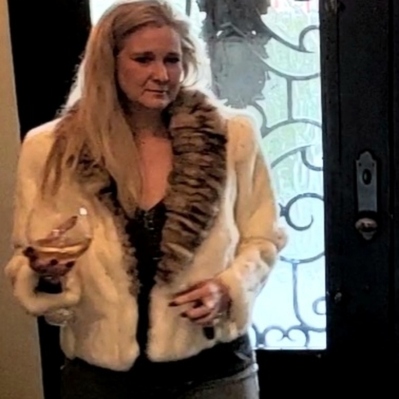 Soft, Ivory Rabbit Fur Coat w/Fox Collar - Picture 8 of 16